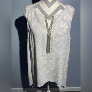 Juicy Couture Light Gray and Pink Tank Top with Silver Detail